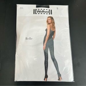Wolford BELLE Embellished Tights Black Silver Small NIP